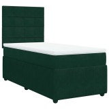 Cumpara ieftin Pat box spring cu saltea, verde inchis, 90x190 cm, catifea