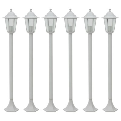 Gossi stalp iluminare gradina, 6 buc., alb, 110 cm, aluminiu, e27 foto