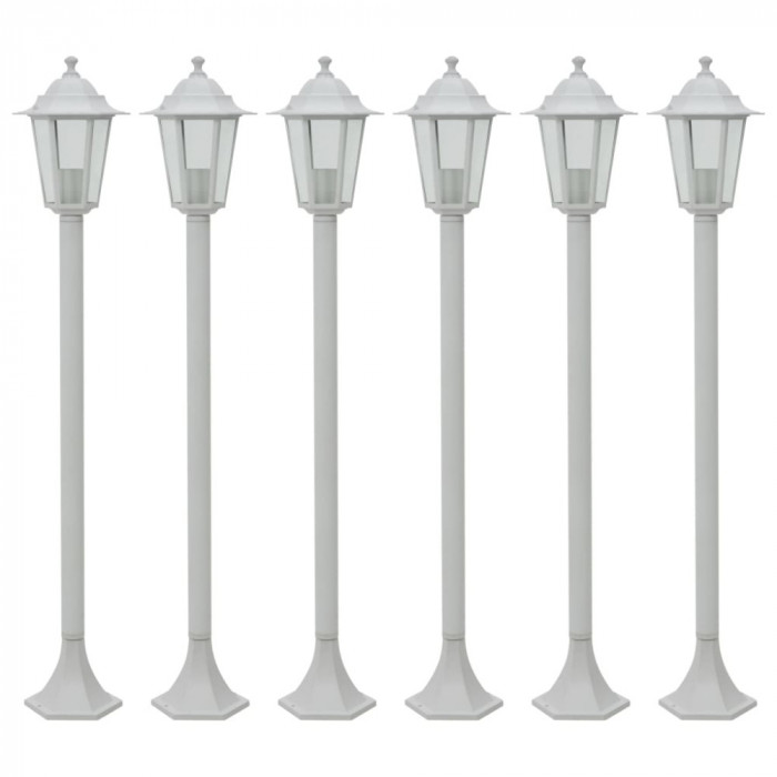 Gossi stalp iluminare gradina, 6 buc., alb, 110 cm, aluminiu, e27
