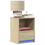 vidaXL Noptiere cu lumini LED, 2 buc., stejar sonoma, lemn prelucrat