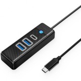 Hub USB-C Orico PWC2U-C3, 2 x USB-A 3.0 - 1 x USB-C, Negru, Universal