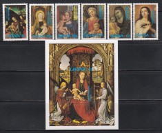 Ghana 1981 - Crăciun - Picturi de Murillo, Hans Memling, Cranach, s.a., Serie + Colita, MNH