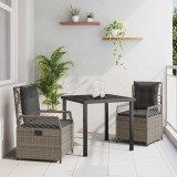 Set de dining pentru grădină , 3 piese, gri, din ratan sintetic