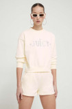 Juicy Couture bluza femei, culoarea bej, cu imprimeu