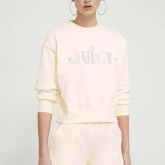 Juicy Couture bluza femei, culoarea bej, cu imprimeu