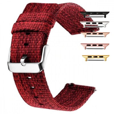 Curea material textil, compatibila Apple Watch 9|8|7|6|5|4|3|2|1 Series, 41mm|40mm|38mm, telescoape QR, Mahon Red foto