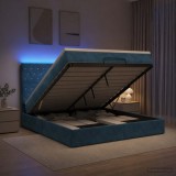 Cumpara ieftin Pat Ottoman cu Saltea si LED Albastru inchis 180 x 200 cm
