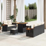 Cumpara ieftin Set de canapele pentru gradina 10 buc. 7-Locuri Negru si Crem