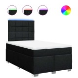 Cumpara ieftin Pat box spring cu saltea, negru, 120x200 cm, textil