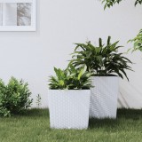 Jardinieră cu interior detașabil, alb, 21 / 32 L, PP ratan