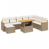 Cumpara ieftin Set canapele de gradina, 9 piese, cu perne, bej, poliratan