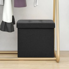 vidaXL Taburet de depozitare pliabil, negru, imitație de p&acirc;nză