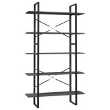 Cumpara ieftin Biblioteca cu 5 rafturi, gri, 100x30x175 cm, lemn masiv de pin