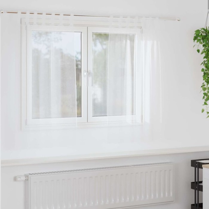 Perdele cu perdele 2 pcs Alb 140 x 140 cm Poliester
