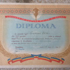 Diploma Uniunea de Cultura Fizica si Sport SAH Timisoara banat 1960 RPR