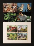O.N.U. New York 1999 - Carte Maximă cu Serie Completă &icirc;n Bloc de Patru "Specii Periclitat Tigru, Pasărea Secretar, Piton Verde &amp; Șinșilă" - Cod: -A992