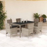 VidaXL Set mobilier grădină perne 7 piese gri deschis poliratan/sticlă 3278576