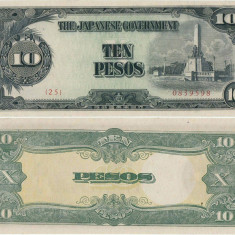 1943 , 10 pesos ( P-111a ) - Filipine - stare UNC