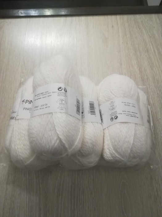 9 Bobine Fire Alpaca Premium Marca Pingouin Alb Optic