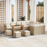 vidaXL Set de canapele de grădină , 13 piese cu perne, rattan poli bej, acacia.