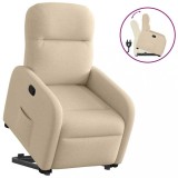 Cumpara ieftin Fotoliu rabatabil cu ridicare pe verticală, crem, textil