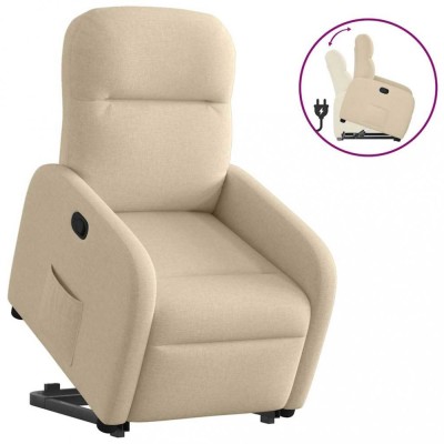 vidaXL Fotoliu rabatabil cu ridicare pe verticală, crem, textil 3302980 foto