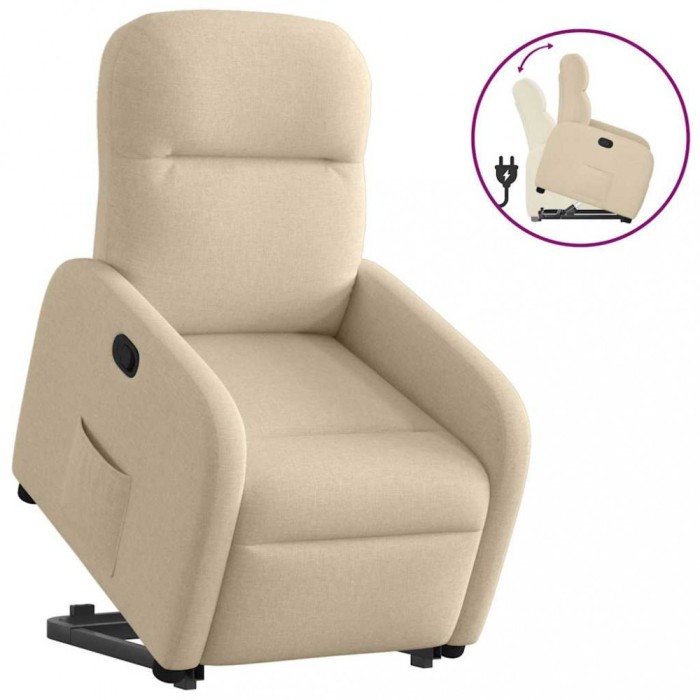vidaXL Fotoliu rabatabil cu ridicare pe verticală, crem, textil 3302980