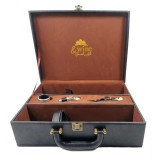 Cumpara ieftin Set Cadou Vin Watchbox: Cutie Piele Eco Neagra, Tirbuson, Palnie, Inel - Sticle 750ml/1L - Elegant &amp; Special