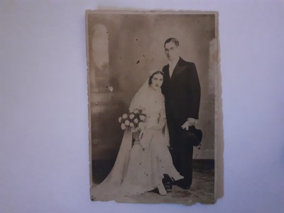 Fotografie dimensiune CP cu cuplu din Sibiu &amp;icirc;n 1934 foto
