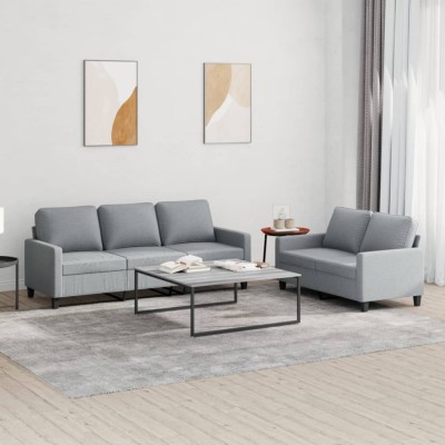 Gossi set de canapele cu perne, 2 piese, gri deschis, textil foto