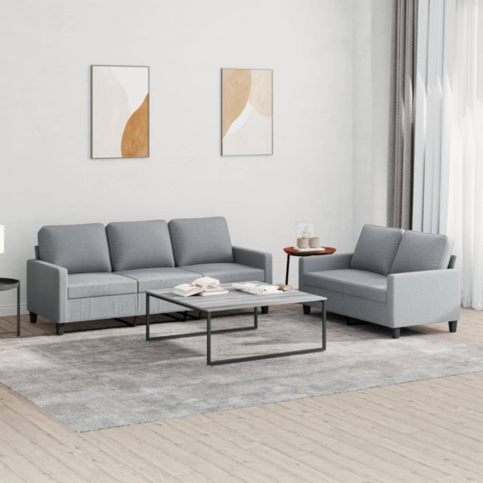 Gossi set de canapele cu perne, 2 piese, gri deschis, textil