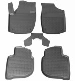 Covorase Cauciuc Premium Stil Tavita Skoda Rapid 2012-2019 Seintex, Negre, Fara Miros, Bordura 3cm, Acoperire Tunel Median