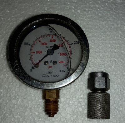 MANOMETRU cu glicerina 0 -400 bari + adaptor cupla foto