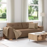 vidaXL Canapea de 3 persoane, maro, 180 cm, textil