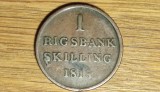 Danemarca -moneda de colectie rara- 1 Rigsbankskilling 1818 - an unic de batere!