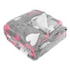 Patura Catifelata Gri cu Modele Roz Albe 200x150cm, Oem