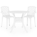 Cumpara ieftin Set mobilier bistro, 3 piese, alb, aluminiu turnat