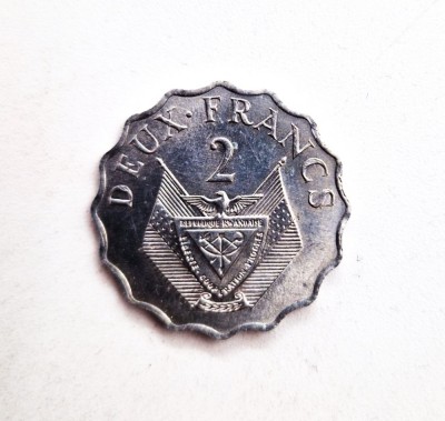 moneda RWANDA 2 Francs 1970 _ km # 10 _ aluminiu foto