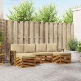 vidaXL Seturi de canapele 6 pcs Natural și Bej Lemn Solid de Acacia 3375263
