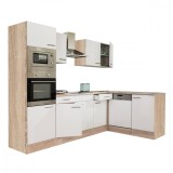 Mobilier de bucătărie Yorki 280 cu corp din stejar Sonoma, fațade albe cu finisaj satinat, fără blat de lucru
