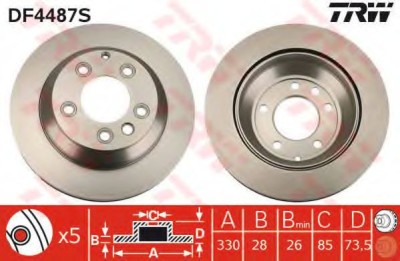 Disc frana PORSCHE CAYENNE (9PA, 955) (2002 - 2010) TRW DF4487S foto