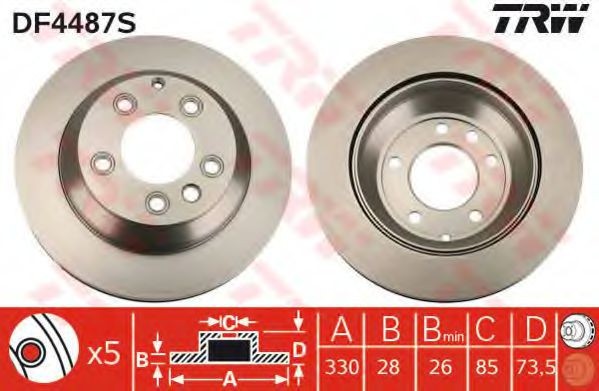 Disc frana PORSCHE CAYENNE (9PA, 955) (2002 - 2010) TRW DF4487S