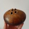 Vază din ceramică gresie &ndash; lucrată manual, glazură brună rustică, 11&times;8&times;9 cm, semnata pe fund