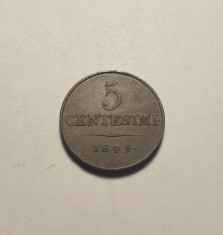 5 Centesimi 1849 M Milano Franz Joseph Piesa Frumoasa de Colectie
