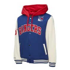 New York Rangers hanorac de bărbați cu glugă Courtside Fleece Button Front Vintage Logo - 2XL