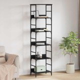 vidaXL Raft pentru cărți Stejar Negru 50 x 33 x 188,5 cm Lemn compozit 882759