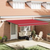 Marchiză retractabilă manuală vidaXL cu LED Roșie 450x350 cm, Material pentru marchiză vidaXL cu cadru 4,5x3,5 m Roșu