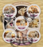 Guineea Bissau 2016: Fauna - Pisici de Desert, Set Complet, Colita + Bloc, Timbre Straine