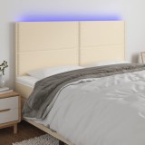 Cumpara ieftin Tăblie de pat cu LED, crem, 180x5x118/128 cm, textil