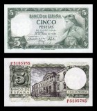 SPANIA █ bancnota █ 5 Pesetas █ 1954 █ P-146 █ UNC █ necirculata